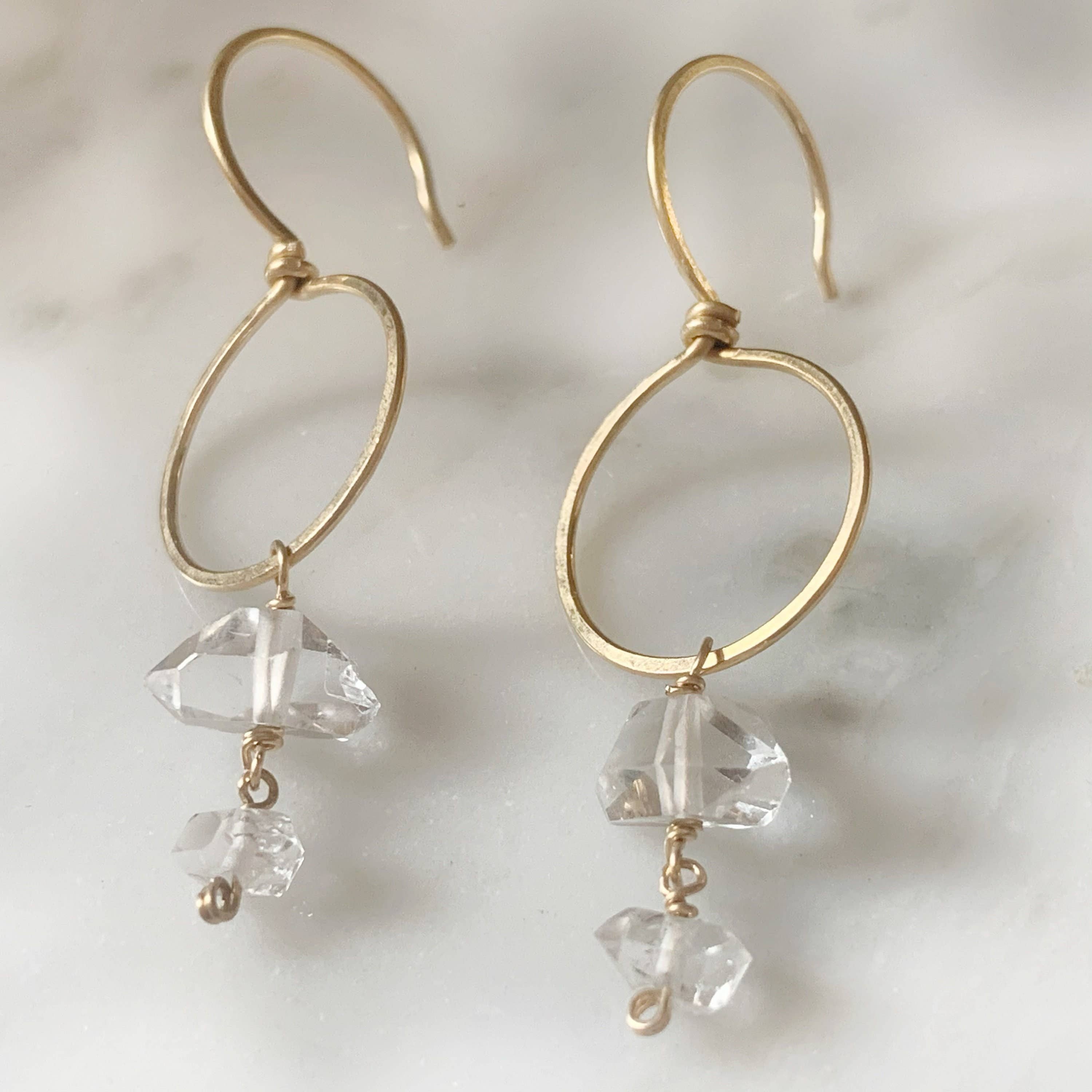 Pakimer Diamond Dangle Earrings in 14k Gold Fill