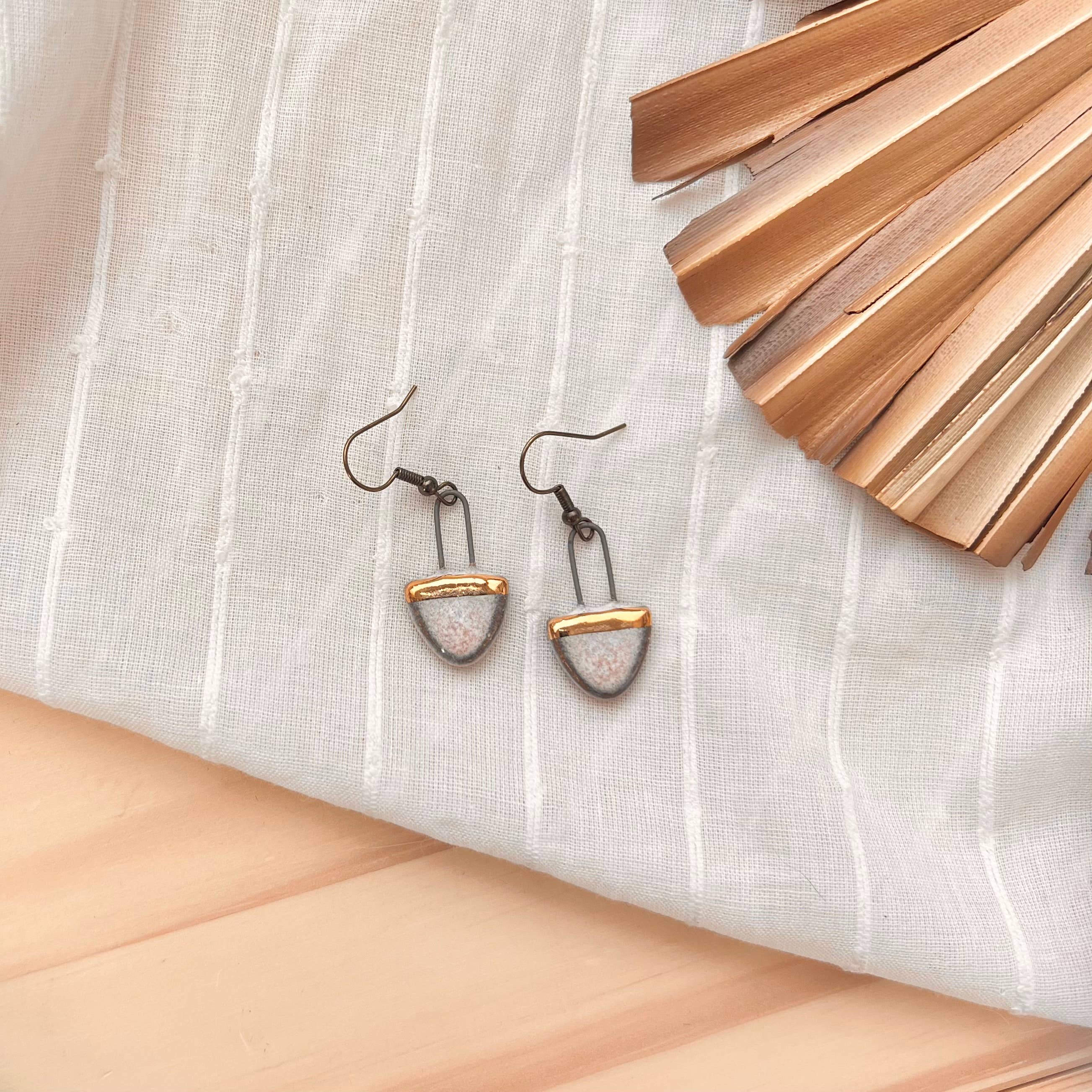 Pink Rain Drop Ceramic Earrings
