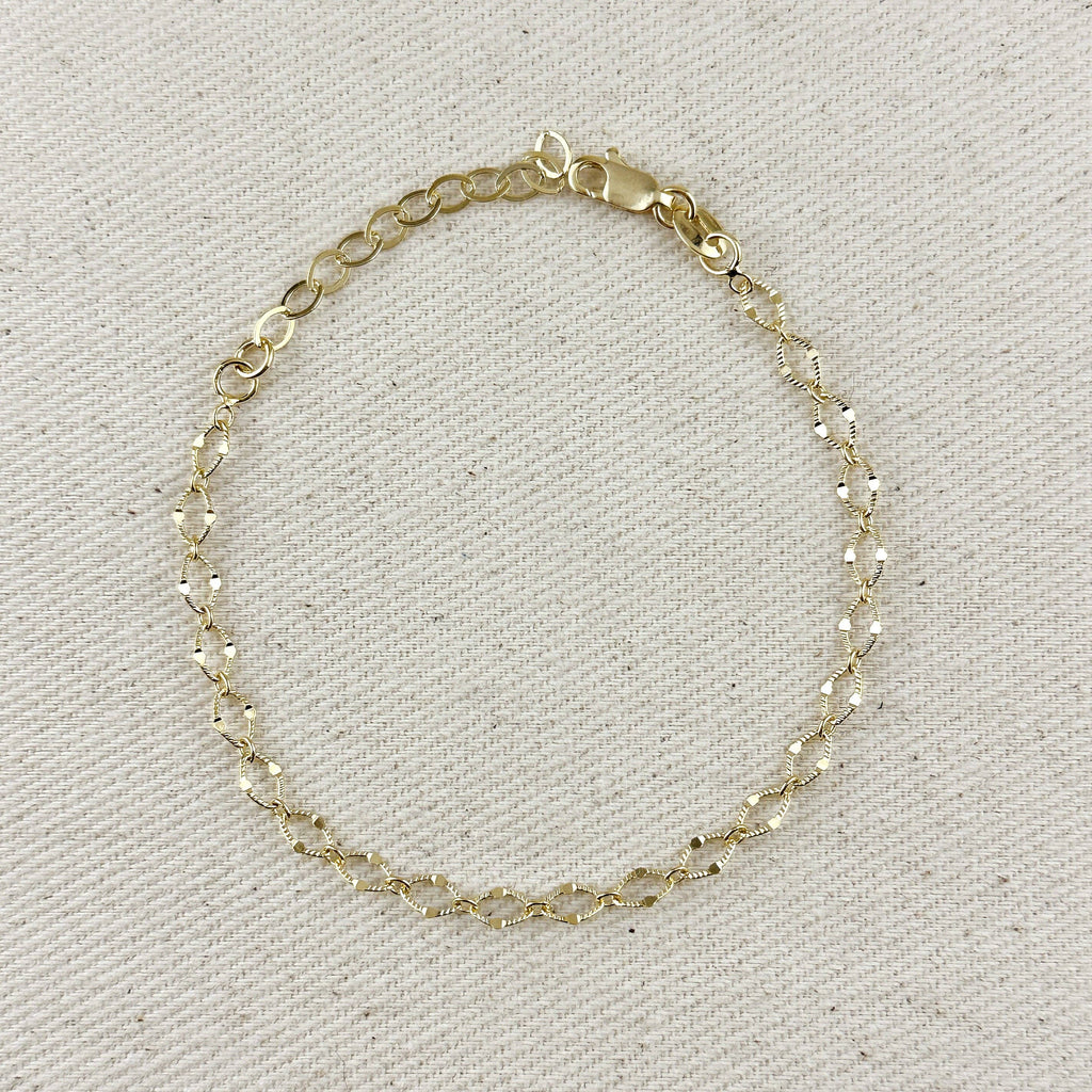 Diamond Cut Detailed Chain Bracelet