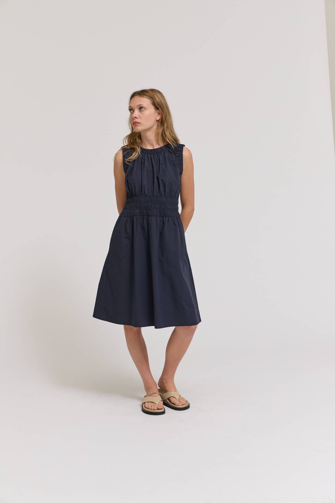 Shirred Sleeveless Dress