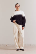 YARN MIXED BLOCK SWEATER TOP