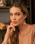 Beaded Handwoven Sedona Sunset Fringe Earrings (Beige/Brown)