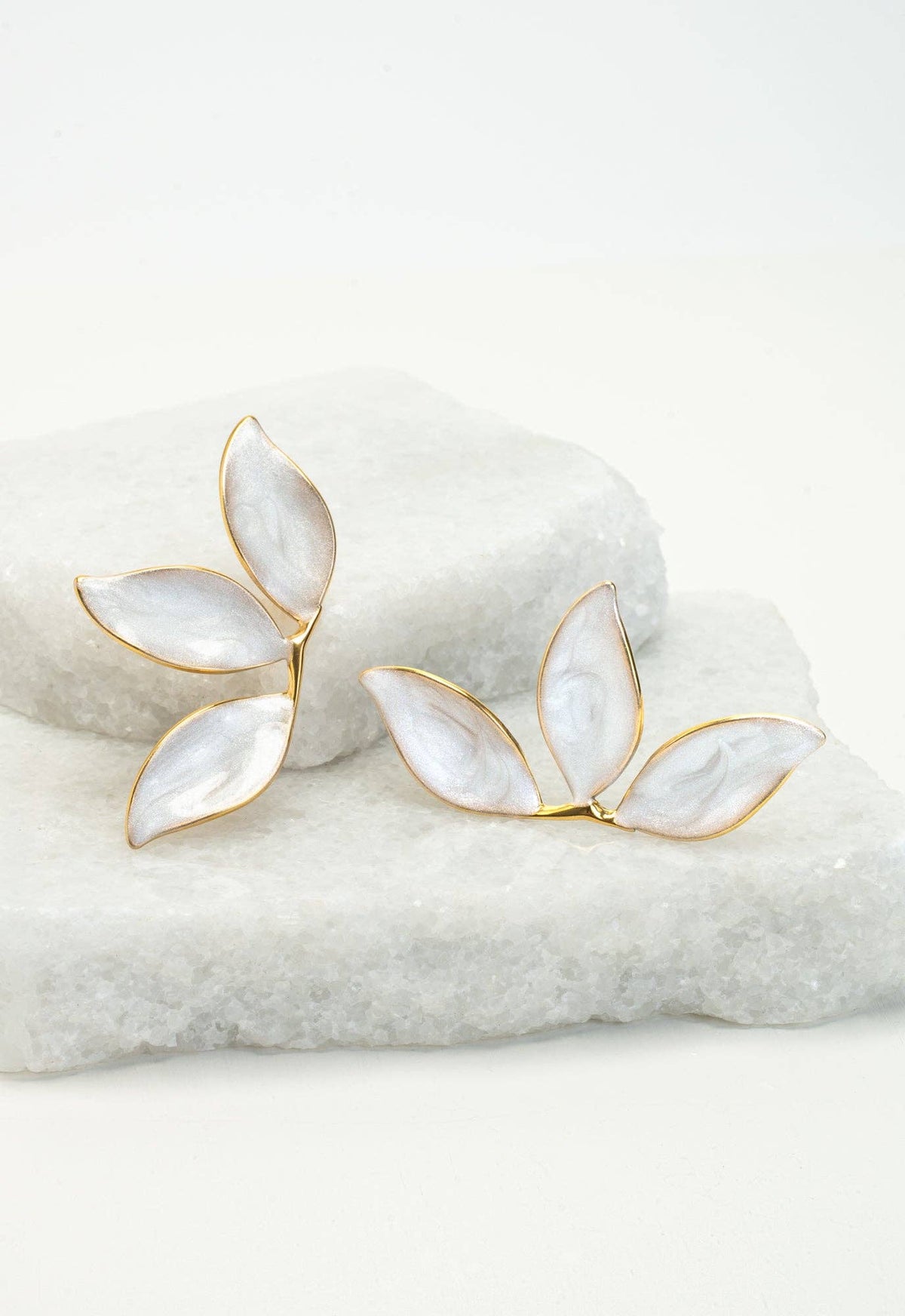 Canopy Leaf Earrings in Pearl White