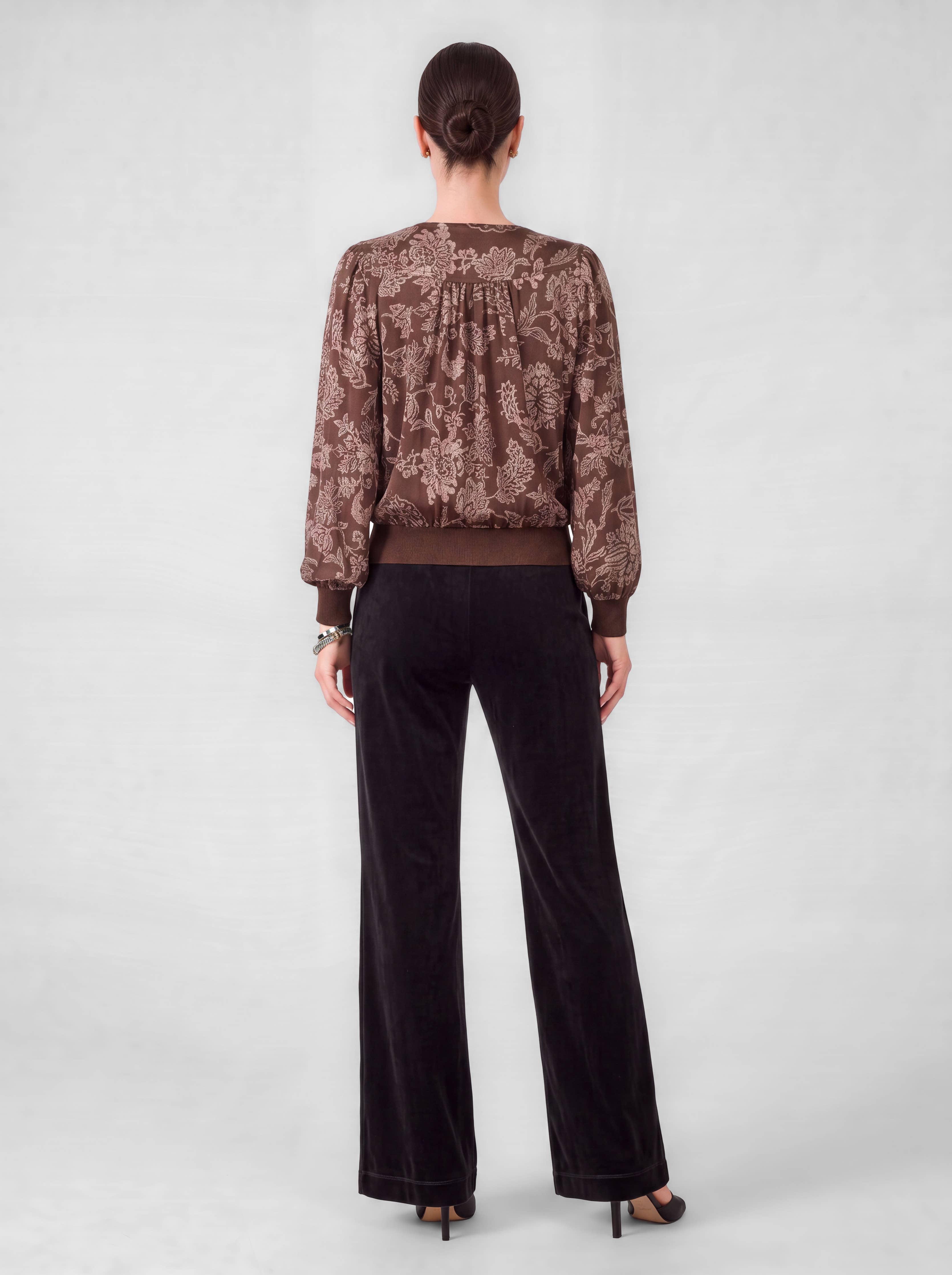 Floral Printed Lace Surplice Top