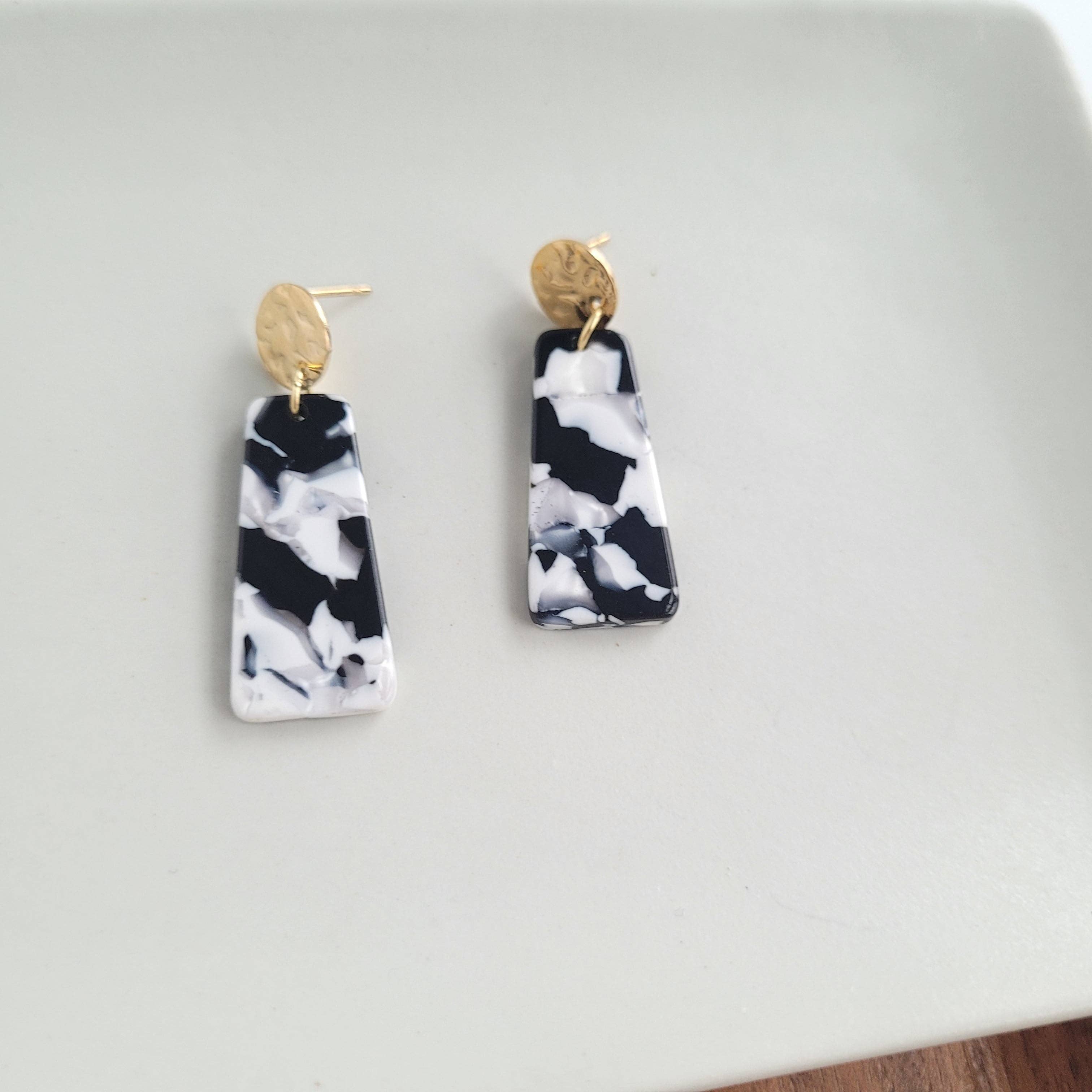 Mia Mini Earrings - Black & White // Jewelry, Earrings, Fall