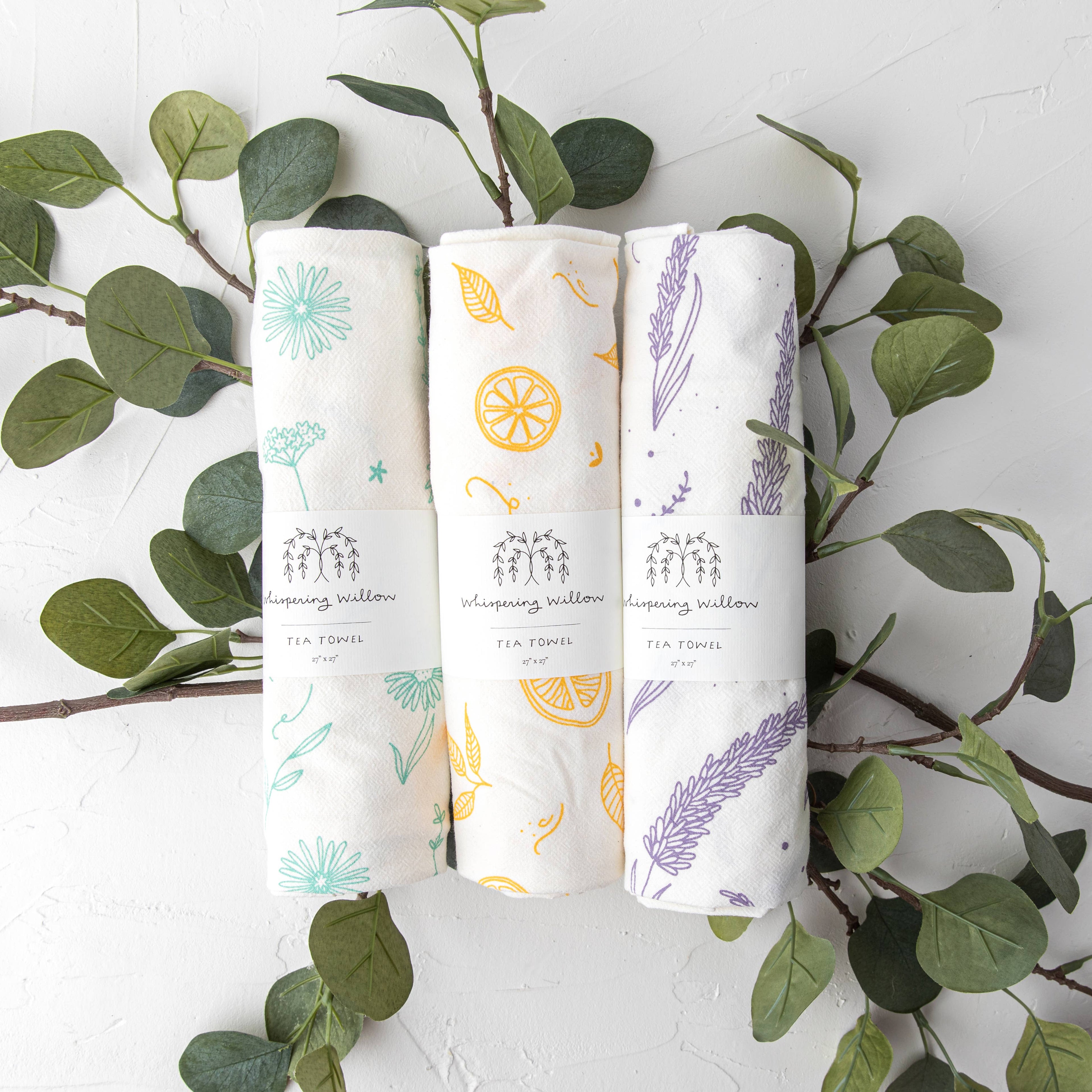 Tea Towel, Flour Sack, Citrus / Yellow