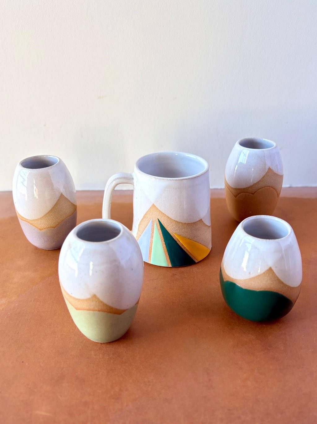 Triangles Geometric Mug Spring Palette Handmade Ceramic