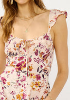 Lace-Up Smocked Bodice Midi Dress