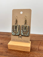 Turquoise Rectangle Burst Clay Earrings 