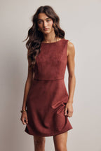 Stretch Suede Sleeveless Mini Dress