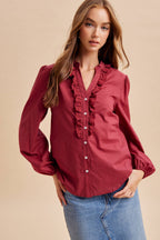 Ruffled Cotton Blouse