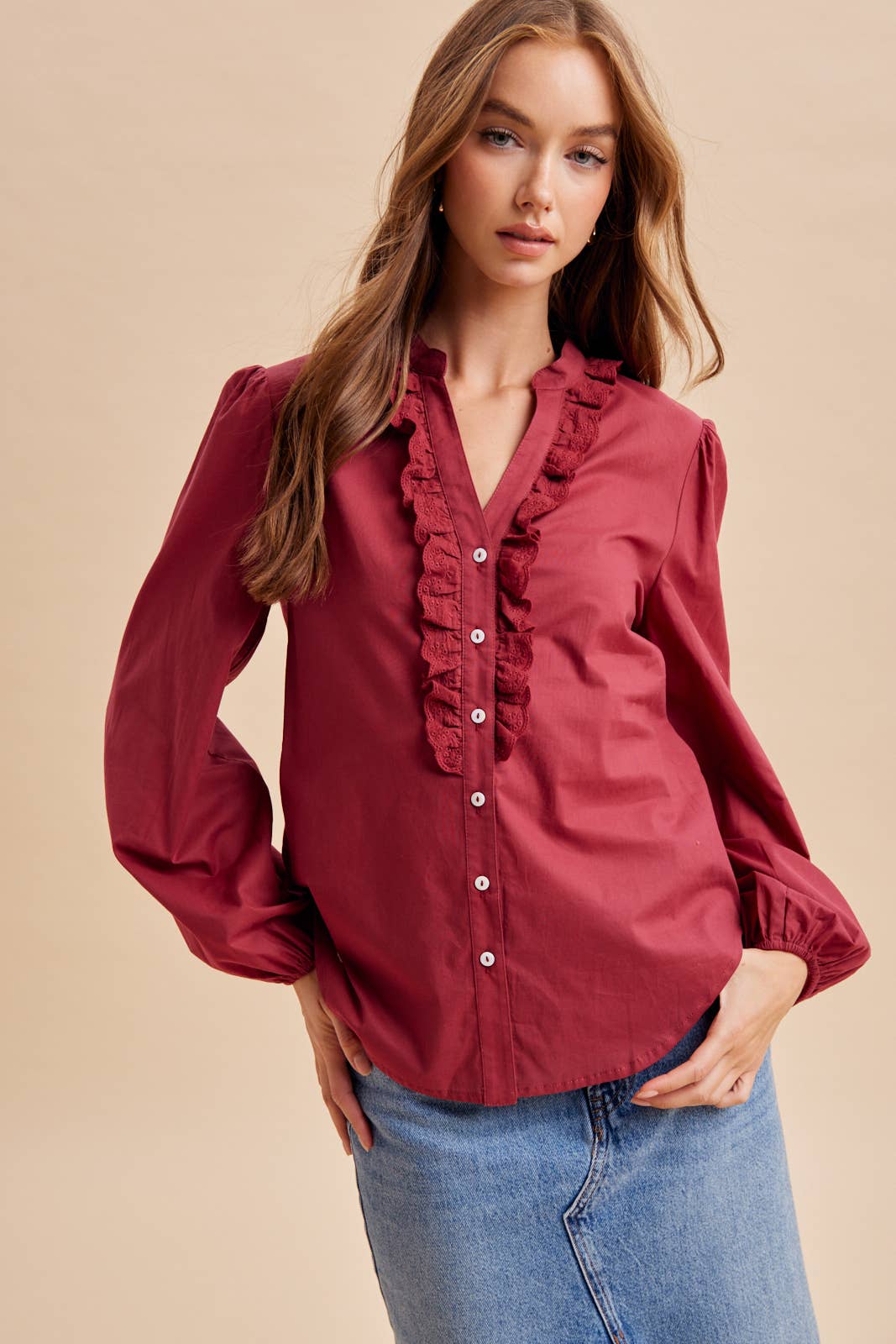 Ruffled Cotton Blouse