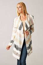 Striped Marled Knit Cardigan Sweater