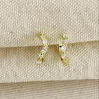 18k Gold Filled Curved Mixed CZ C- Hoop Earrings