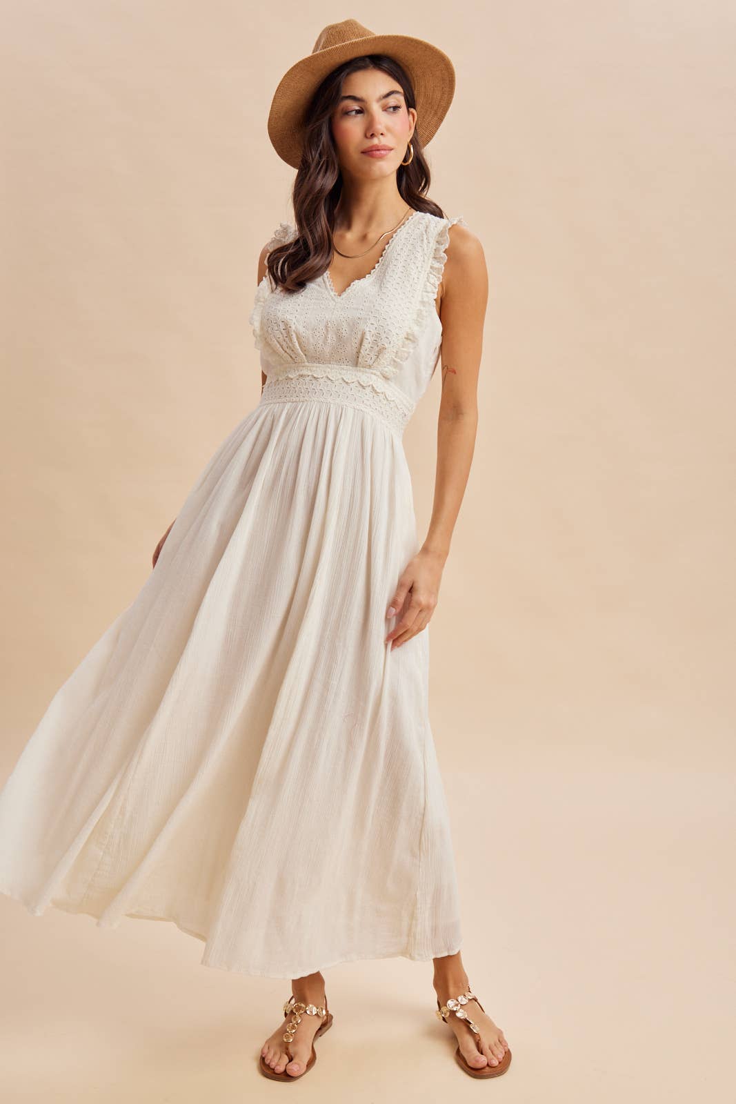 EYELET LACE MAXI DRESS