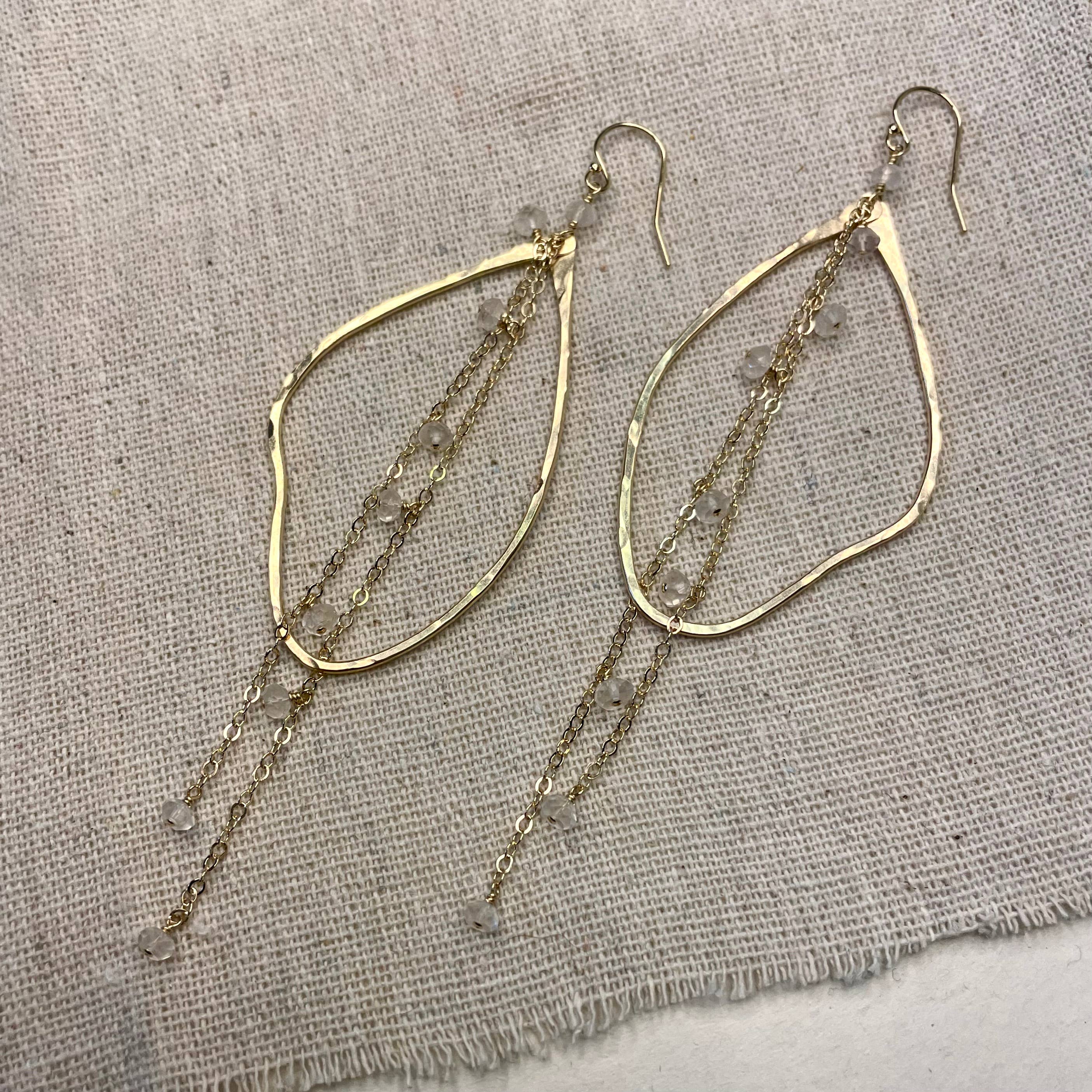 Organic Bead and Chain Earrings