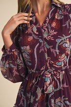 Paisley Print Ruffle Tiered Midi Dress