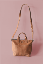 Medium Brown Leather Crossbody with Outside Pockets