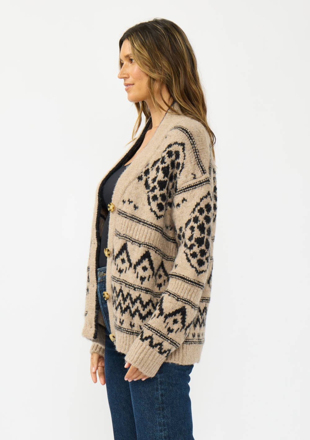 Tribal Button Front Sweater Cardigan
