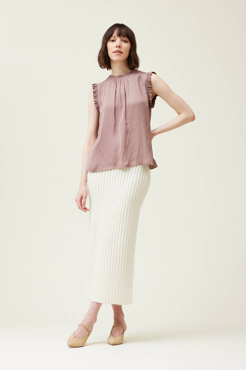  Bubble Ruffle Satin Tank