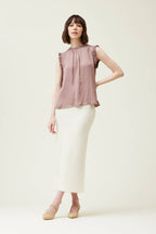  Bubble Ruffle Satin Tank