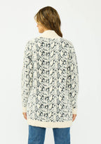 Fuzzy Open-Front Snake-Print Cardigan
