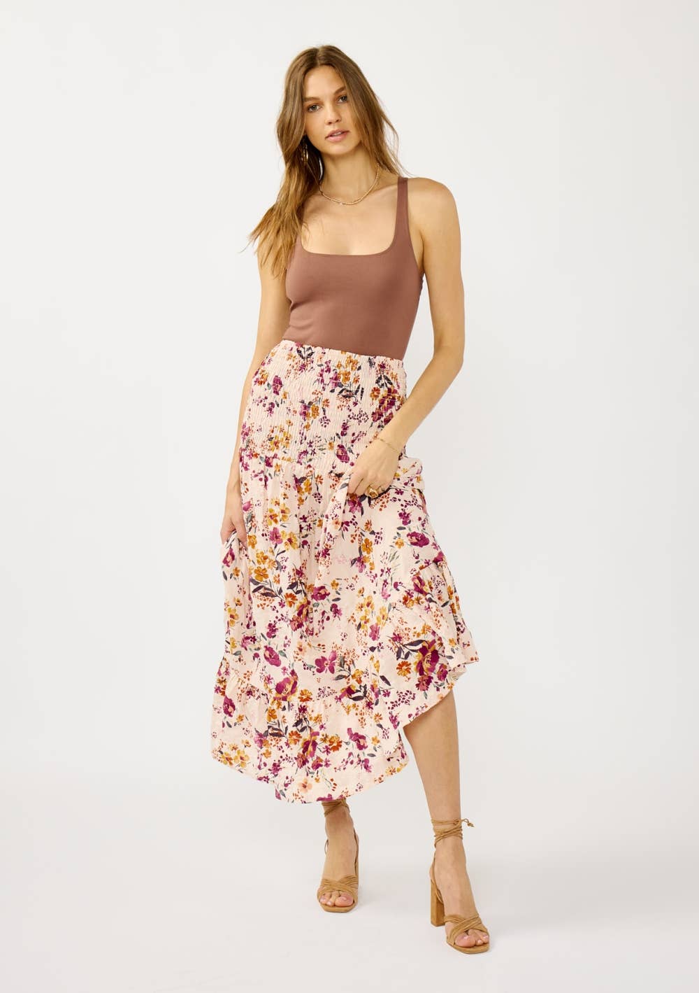 Floral Convertible Smocked Waist Skirt