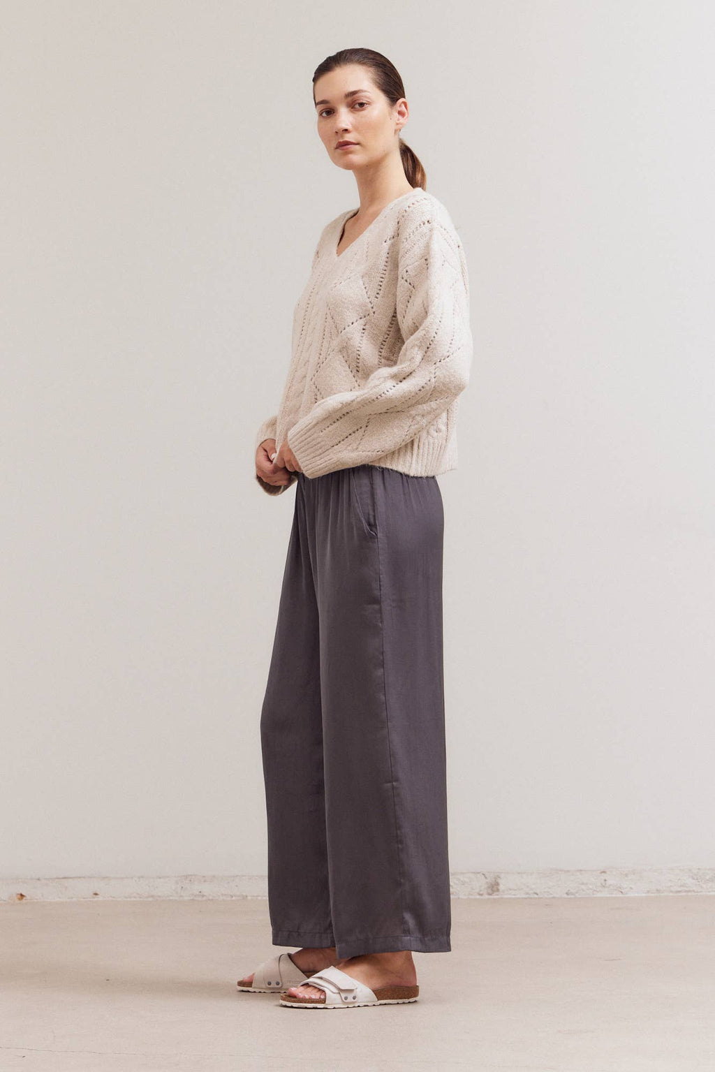 V Neck Cable Sweater