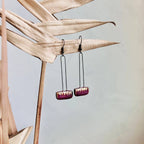Maroon Gold Striped Clay Earrings