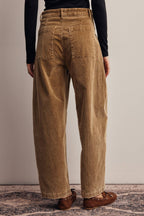 Stretch Corduroy Barrel Leg Pants