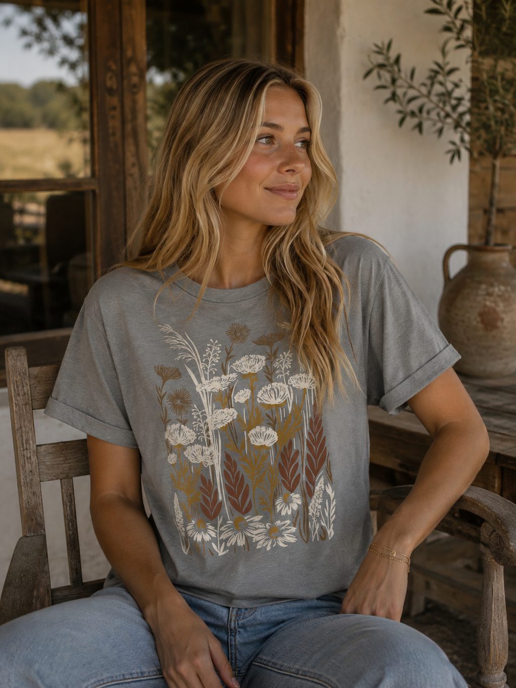 Wild Field Ladies Tee - Washed Grey