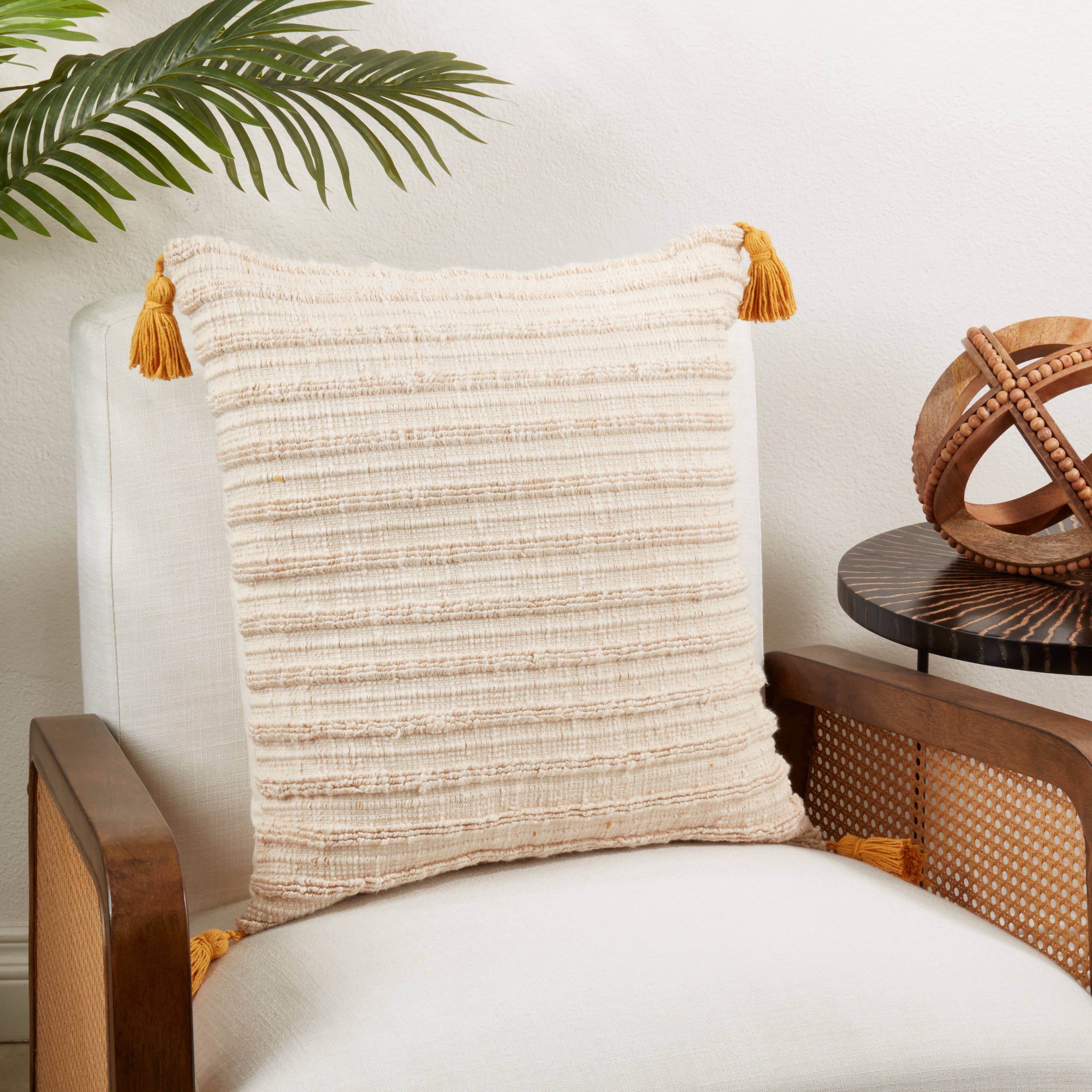 Timeless Texture Striped Woven Throw Pillow