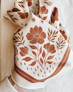 100% Silk Bandana Scarf - Desert Floral Western Earth Tones