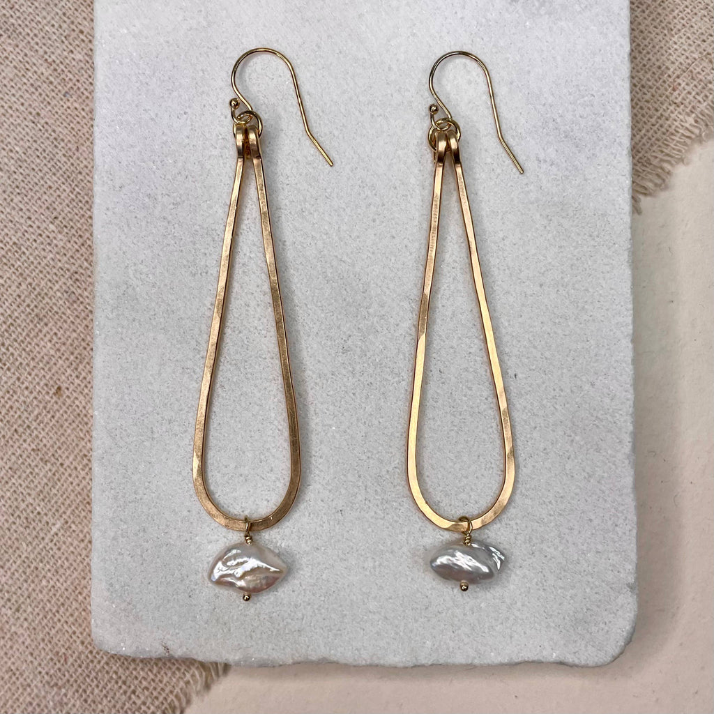 Hammered Teardrop Drop Earrings