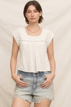 Embroidered Detail Short Sleeve Top