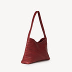 Pebbled Leather Crisscross Handbag - Cherry