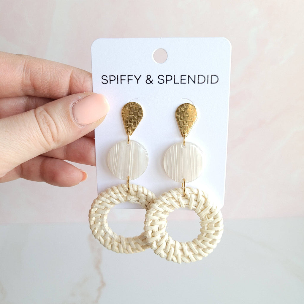 Lana Earrings - Light Rattan Seashell