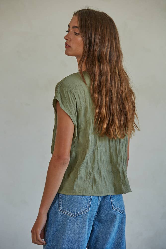 Woven V-Neck Top