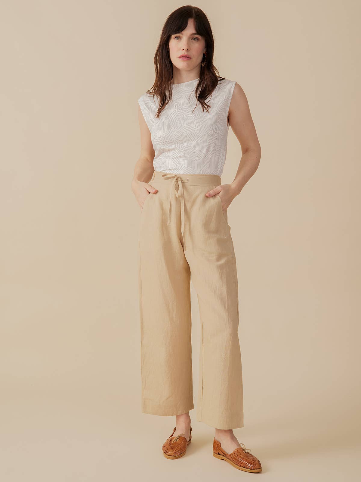 Emmy Drawstring Birch Linen Pant