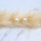 Opal Crescent Stud Earrings