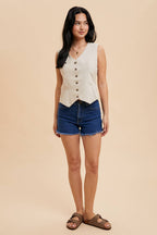 Cotton Linen Blend Vest