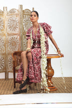 Emelie Block Printed Dress (Wine)