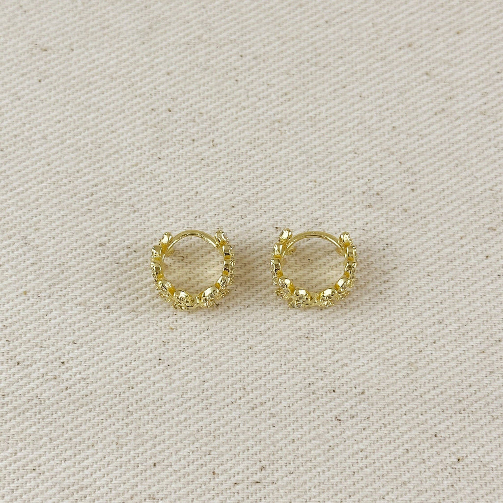 CZ Leaf Clicker Hoop Earrings