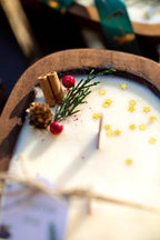 Christmas Wooden Dough Bowl Soy Candle