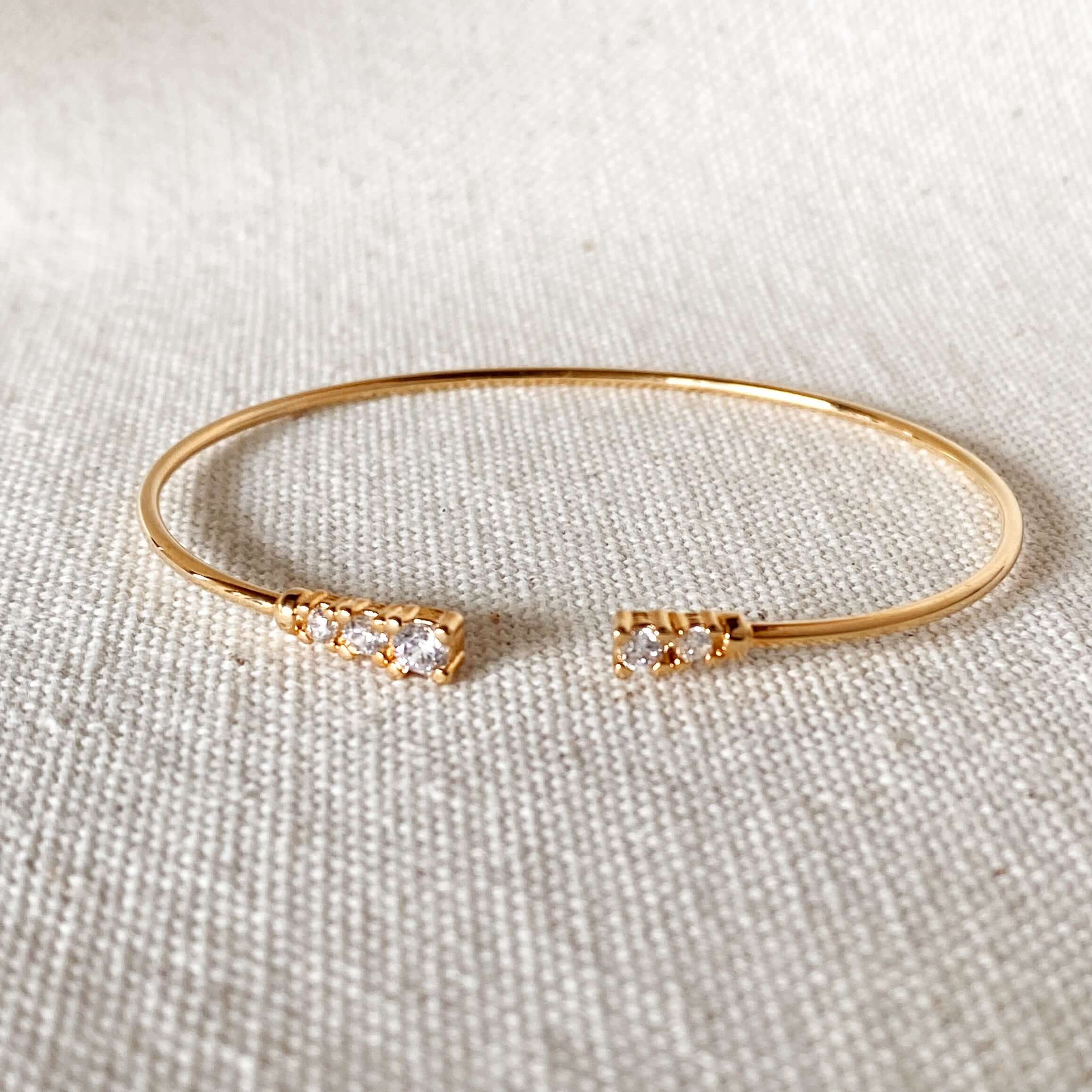 Dainty Cuff Bracelet with Cubic Zirconia Stones