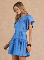 Flutter Sleeve Tiered Mini Dress