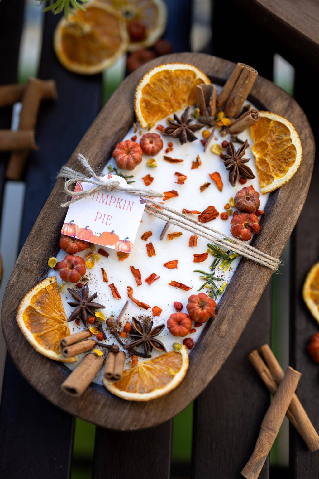 Large Wooden Bowl Fall Soy Candle