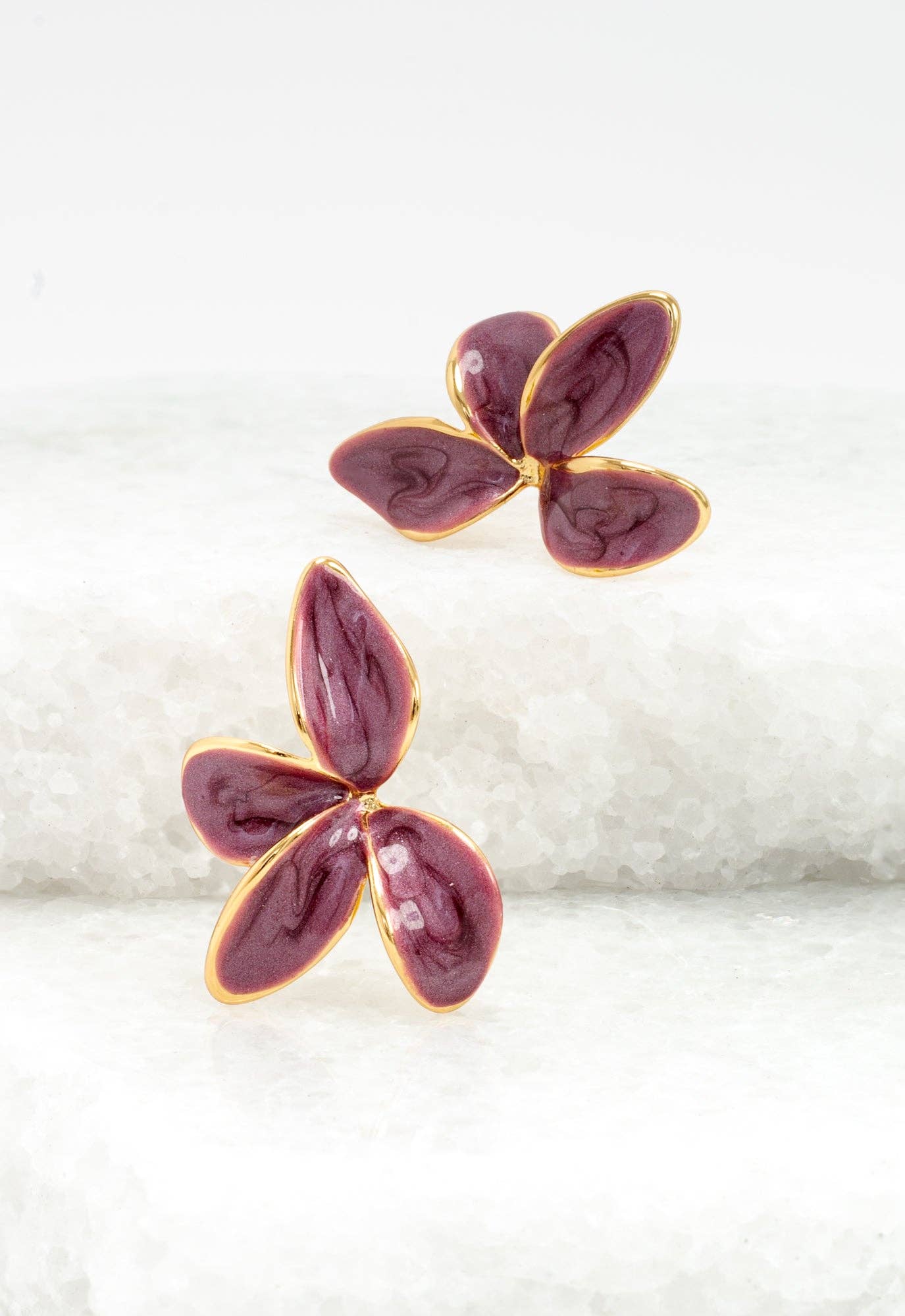 Poised Petal Earrings in Plum