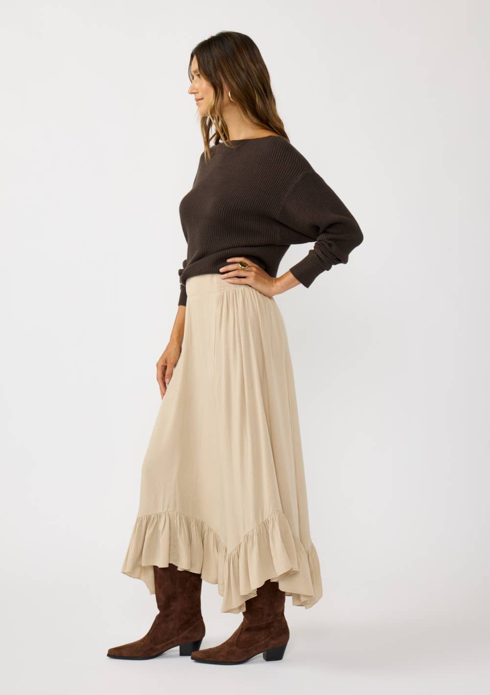 Flowy Smocked Ruffle Hem Skirt