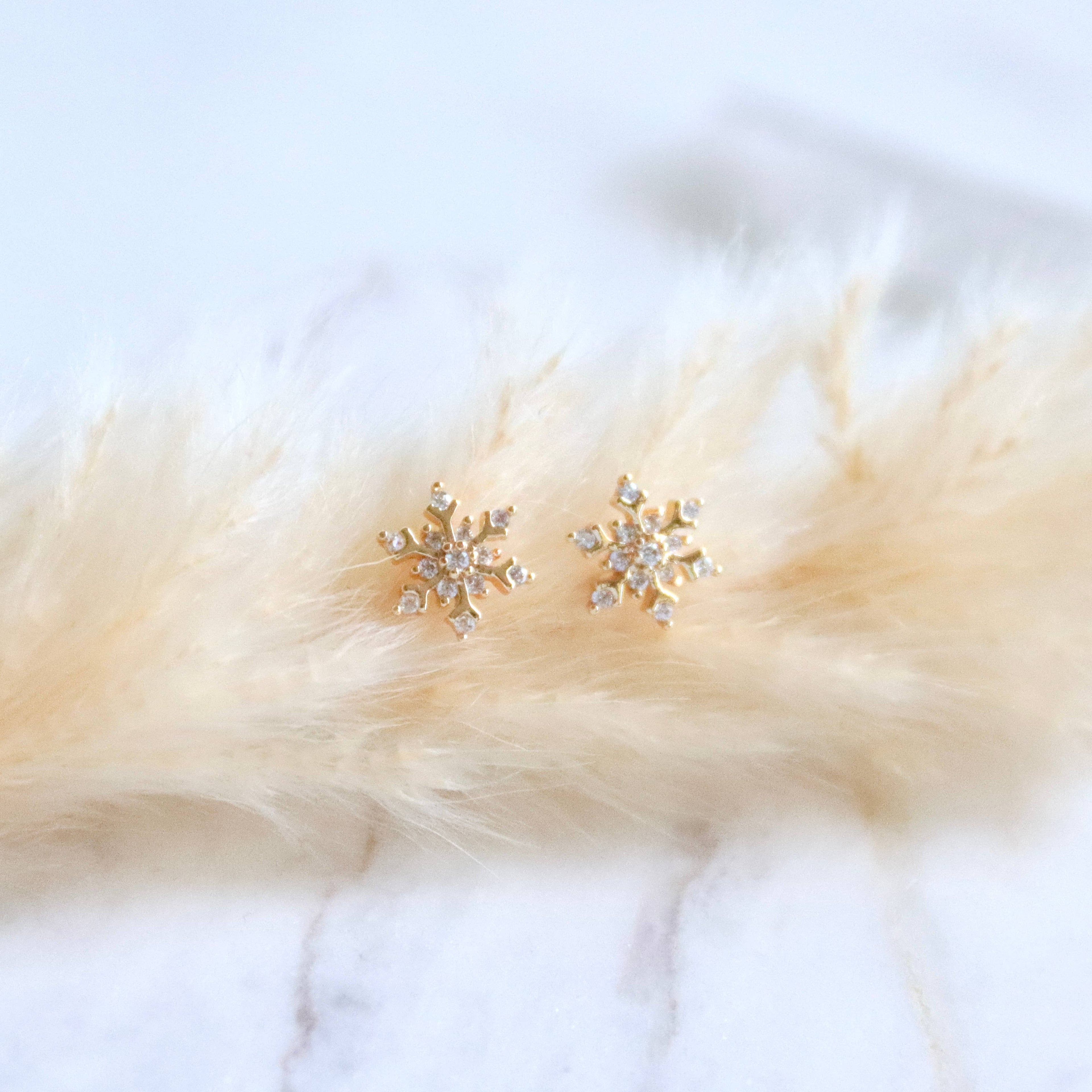 CZ Snowflake Stud Earrings